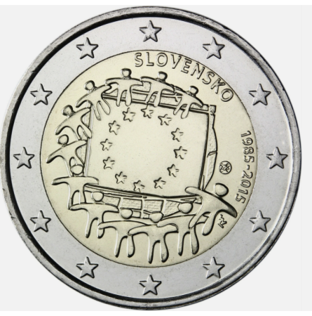 Monede Euro, Eurocenti - Slovacia 2 euro 2015, A 30-a aniversare a drapelului Europei, UNC