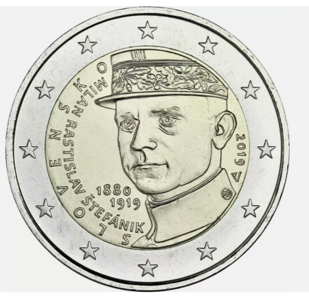 Monede Euro, Eurocenti - Slovacia 2 euro 2019 Milan Rastislav Stefánik, UNC