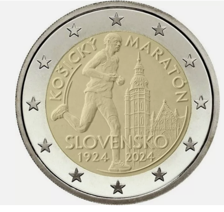 Monede Euro, Eurocenti - Slovacia 2 euro 2024, Centenarul Maratonului de la Kosice, UNC