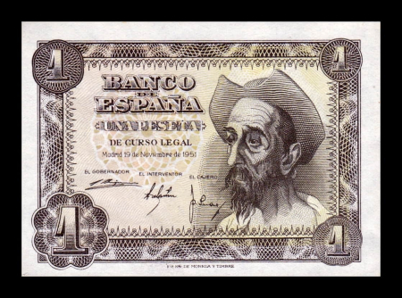 Spania - Spania 1 Pesetas 1951, Don Quijote de la Mancha, necirculata