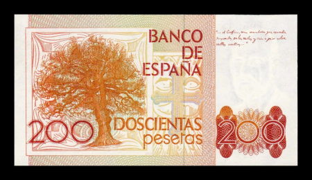 Spania 200 Pesetas L. Alas Clarín 1980, necirculata [1]