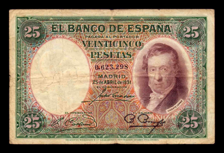 Spania - Spania 25 Pesetas Vicente López 1931, circulata