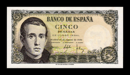 Spania - Spania 5 Pesetas 1951, Jaime Balmes, necirculata