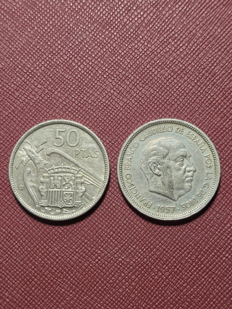 Monede Europa - Spania 50 pesetas 1957