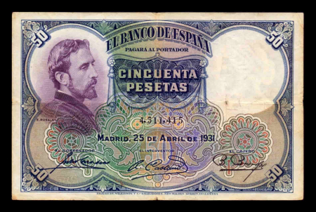 Spania - Spania 50 Pesetas E. Rosales 1931, circulata
