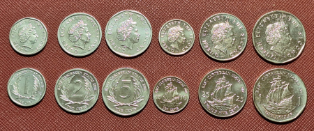 Monede - Statele Caraibelor de Est, SET 6 monede: 1 2 5 10 25 centi, 1 dolar 2002-2008, UNC