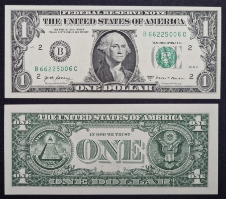 Bancnote - Statele Unite ale Americii, 1 Dolar 2017 (litera B = New York ), necirculata