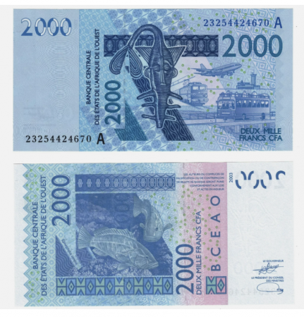 Bancnote Africa - Statele Vest Africane - Coasta de Fildes, 2000 Franci 2023, necirculata