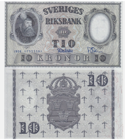 Suedia - Suedia 10 Kronor 1958, UNC
