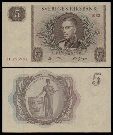 Suedia - Suedia 5 Kronor 1963, UNC