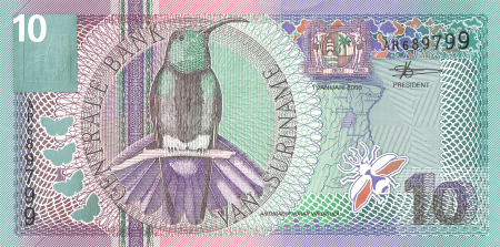 Surinam 10 Gulden 2000, necirculata [0]