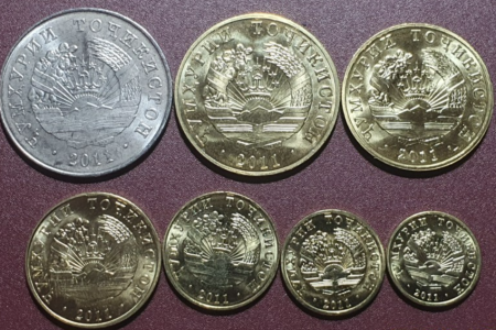 Tadjikistan, set 7 monede 2011: 1 2 5 10 20 50 Diram 1 Somoni 2011, UNC [1]