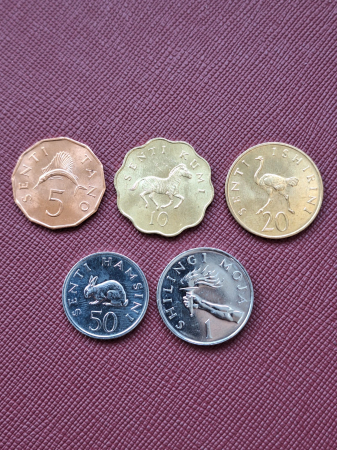 Tanzania set 5 monede 1976-1992: 5,10,20,50 Senti, 1 Shilling, Flora si Fauna, UNC [0]