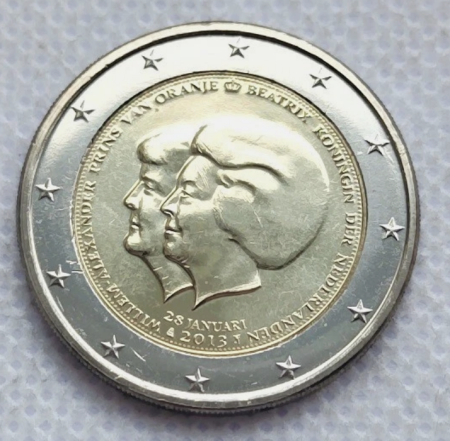 Tarile de Jos - Tarile de Jos 2 euro 2013, Abdicarea Reginei Beatrix (Portret Dublu), UNC