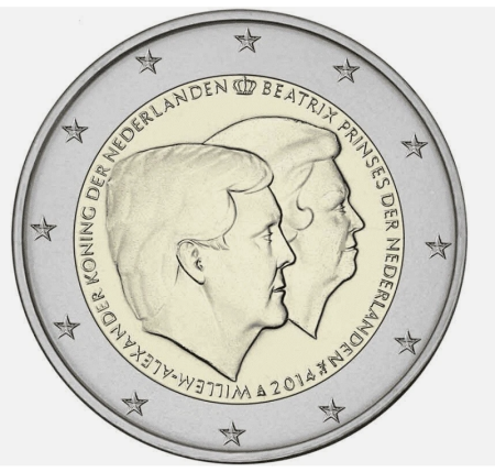 Tarile de Jos - Tarile de Jos 2 euro 2014, Regele William Alexander si Printesa Beatrix, UNC