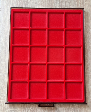 Tavite stocare si expunere - Tavita expunere si stocare monede, 20 spatii patrate x 50 MM