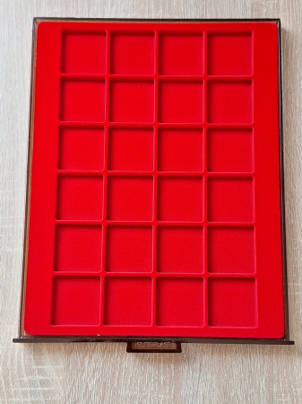 Tavite stocare si expunere - Tavita expunere si stocare monede, 24 spatii patrate x 42 MM
