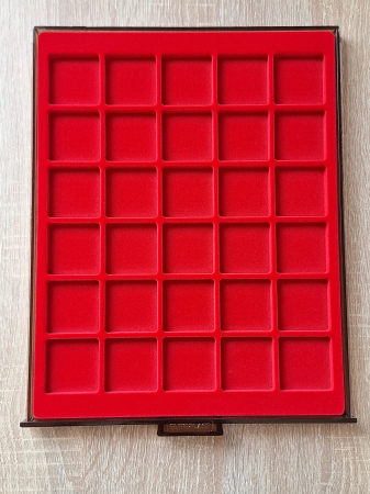 Tavite stocare si expunere - Tavita expunere si stocare monede, 30 spatii patrate x 38 MM