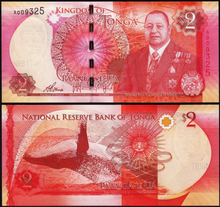 Bancnote Australia si Oceania - Tonga 2 Pa'anga 2015, necirculata, Prefix. A 00****
