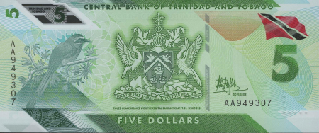 Bancnote America - Trinidad & Tobago 5 Dolari 2020 Polimer, necirculata