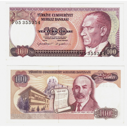 Turcia - Turcia 100 Lire 1970, necirculata