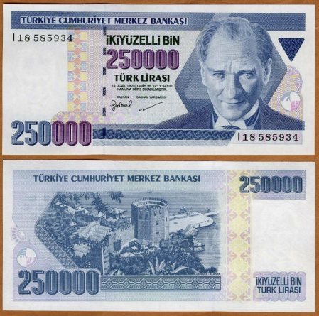 Bancnote - Turcia 1000000 Lire 1970 (1985), UNC