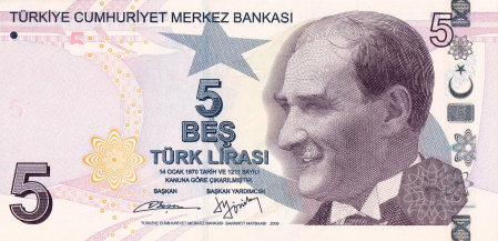 Bancnote - TURCIA 5 lire nedatata (2022), necirculata