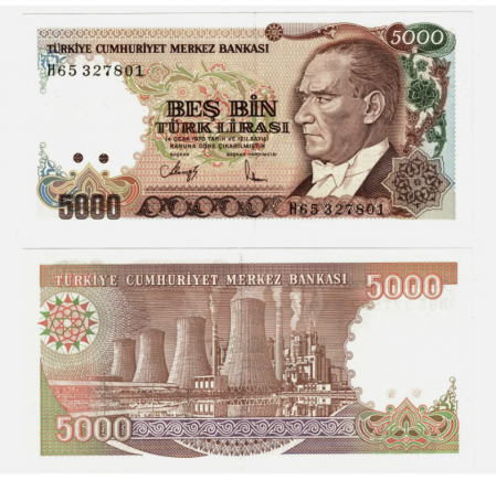 Turcia - Turcia 5000 Lire 1990, necirculata