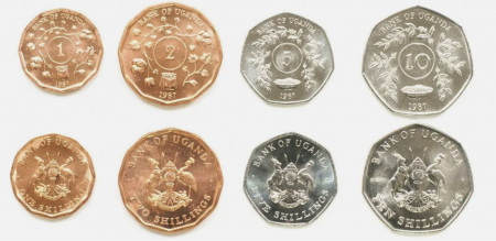 Monede Africa - Uganda set 4 monede 1987: 1,2,5,10 Shillingi, necirculate