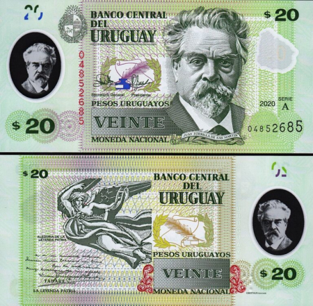 Uruguay - Uruguay 20 Pesos 2020, polimer, necirculata