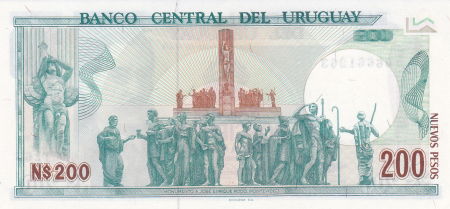 Uruguay - Uruguay 200 Nuevos Pesos 1986,  José Enrique Rodo, necirculata