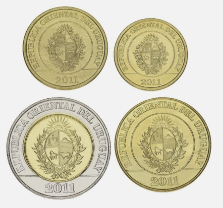 Uruguay set 4 monede 2011 - 2019: 1,2,5,10 Pesos, Animale, UNC [1]