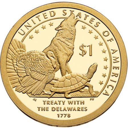 Monede America - USA 1 dolar 2013: Tratatul cu Delawarii, UNC