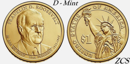 Monede straine - USA 1 dolar 2014 Presedinti: Franklin D Roosevelt, UNC