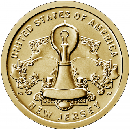 Monede America - USA 1 dolar 2019 Inovatia americana, New Jersey - becul lui Edison, UNC