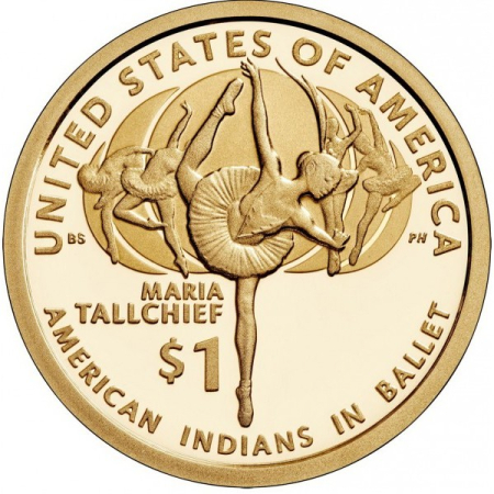 Monede America - USA 1 dolar 2023: Maria Tallchief și indienii americani în balet, UNC