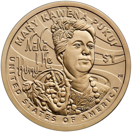 Monede America - USA 1 dolar 2025: Mary Kawena Pukui, erudita cultura Hawaiana, UNC