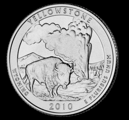 Monede straine - USA 25 centi 2010, Yellowstone, monetaria Denver, UNC
