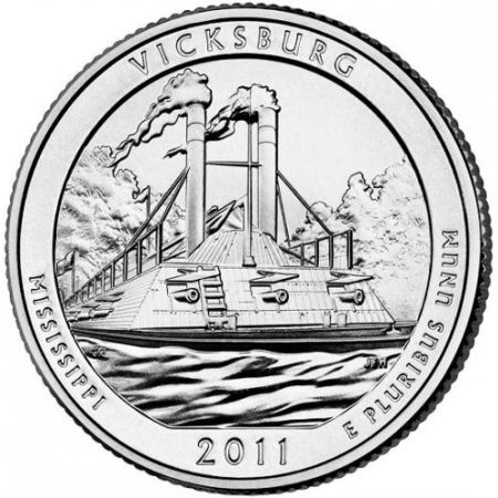 Monede America - USA, 25 Centi 2011: Parcul Național Militar Vicksburg, UNC