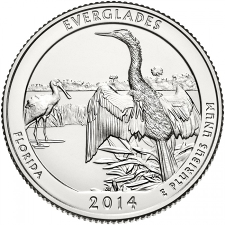 Monede America - USA, 25 Centi 2012: Parcul Național Everglades, UNC