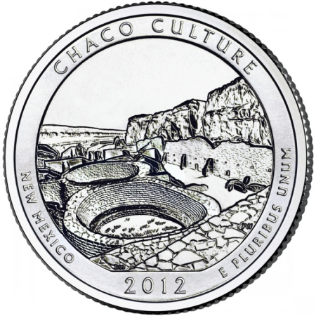 Monede America - USA, 25 Centi 2012: Parcul Național Istoric Cultura Chaco, UNC