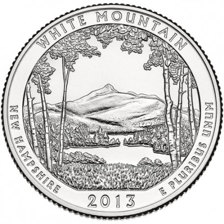 Monede America - USA, 25 Centi 2013: Pădurea Națională White Mountain, UNC