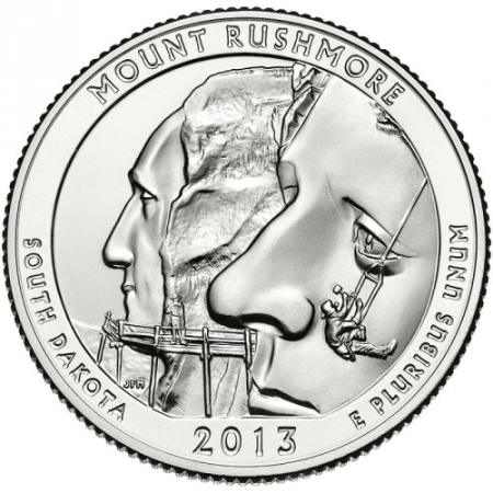 Monede America - USA, 25 Centi 2013: Parcul Memorial Muntele Rushmore, UNC