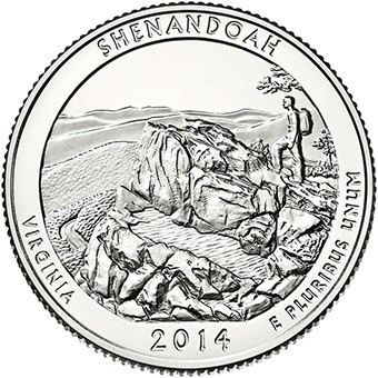 Monede America - USA, 25 Centi 2014: Parcul National Shenandoah, UNC