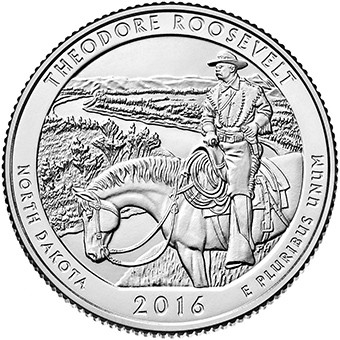Monede America - USA, 25 Centi 2016: Parcul Național Theodore Roosevelt, UNC