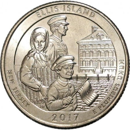 Monede America - USA, 25 Centi 2017: Insula Ellis - Monumentul Național Statuia Libertății, UNC