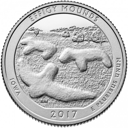 Monede America - USA, 25 Centi 2017: Monumentul național Effigy Mounds, UNC