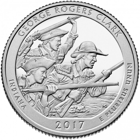 Monede America - USA, 25 Centi 2017: Parcul Național Istoric George Rogers Clark, UNC