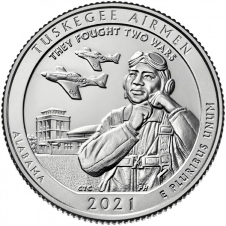 Monede America - USA, 25 Centi 2021: 22 Situl istoric național Tuskegee Airmen, UNC