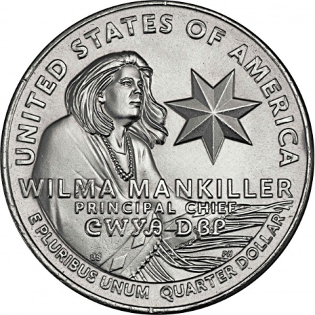 Monede America - USA, 25 Centi 2022: Wilma Mankiller, activistă amerindiană, UNC